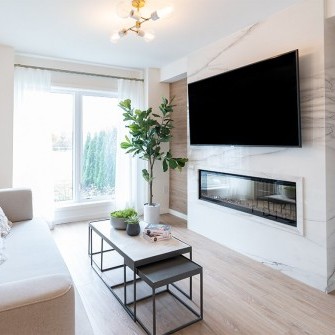 Trendi Townhomes Markham - Living Room with Fireplace